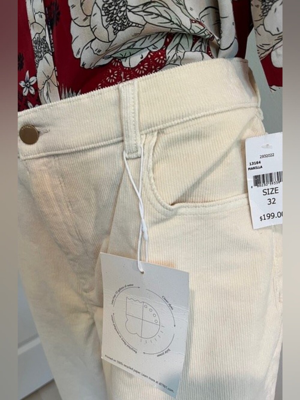 DL1961 Patti Straight Leg Corduroy High Rise Vintage Style Ankle Size 32 NWT - Picture 3 of 16